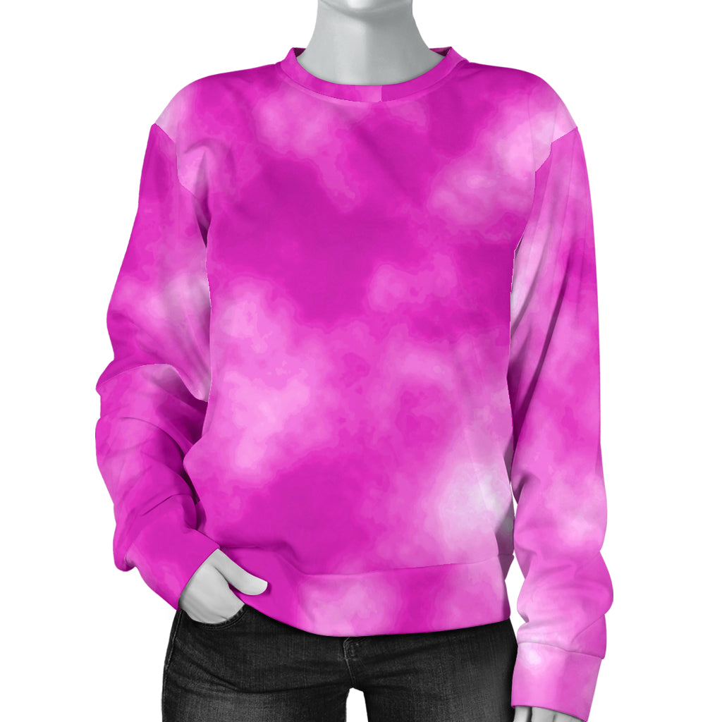 Tie Dye Pink Design Print Women Long Sleeve Sweatshirt
