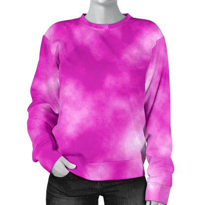 Tie Dye Pink Design Print Women Long Sleeve Sweatshirt