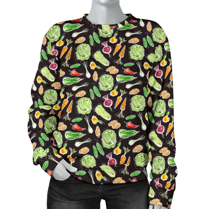 Vegan Draw Themed Design Print Women Long Sleeve Sweatshirt