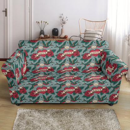Tattoo Heart Print Design LKS301 Loveseat Couch Slipcover
