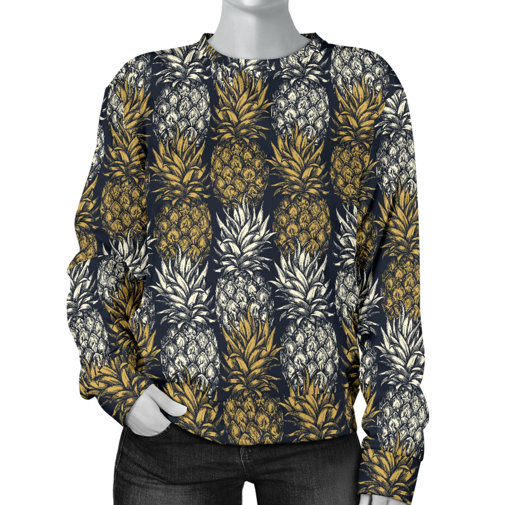 Pineapple Print Design Pattern Women Long Sleeve Sweatshirt