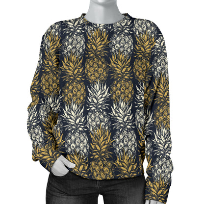 Pineapple Print Design Pattern Women Long Sleeve Sweatshirt