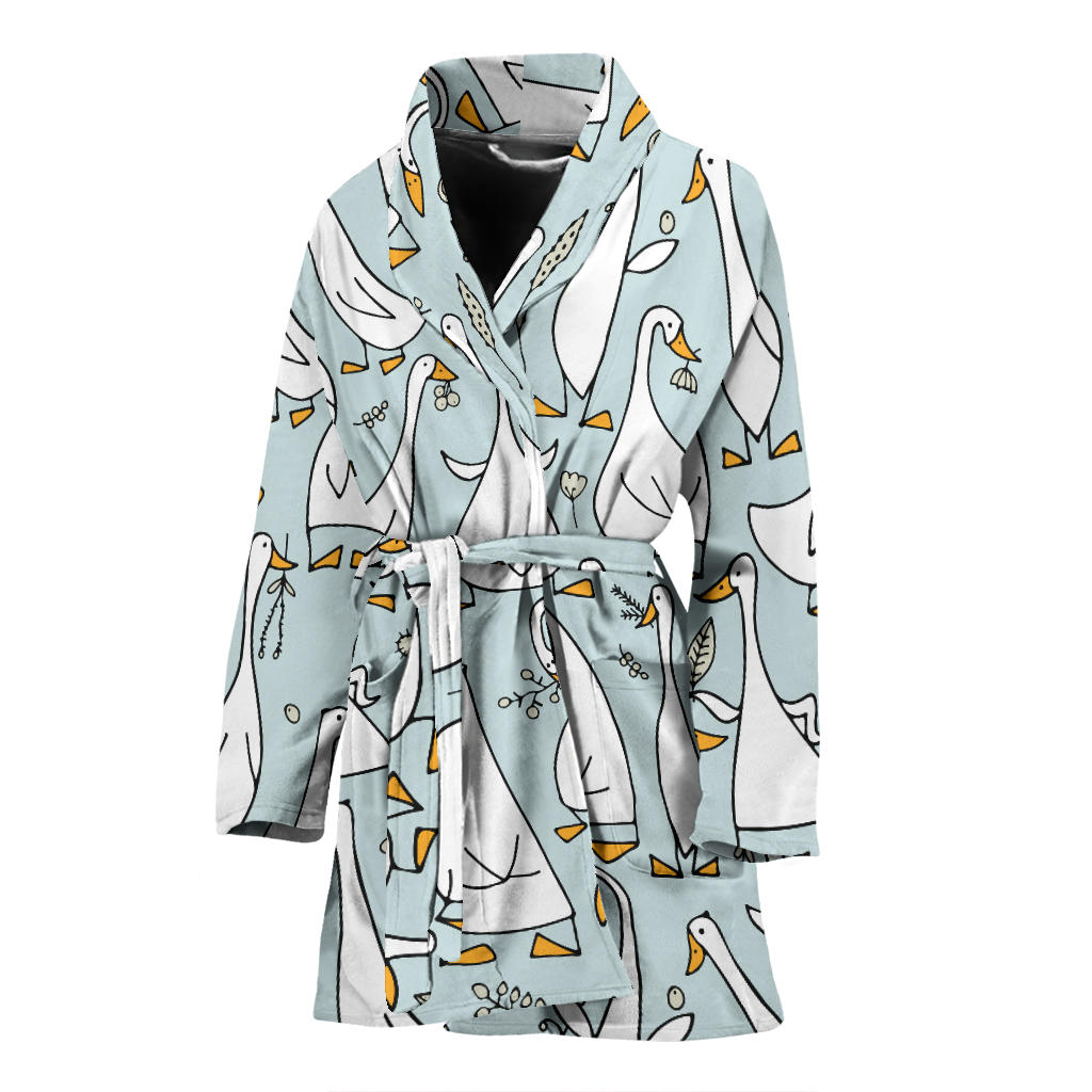 Goose Pattern Print Design 03 Women Bathrobe