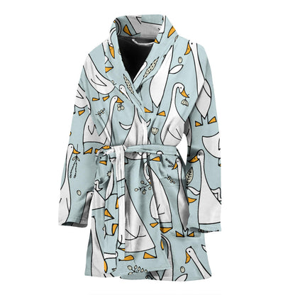 Goose Pattern Print Design 03 Women Bathrobe