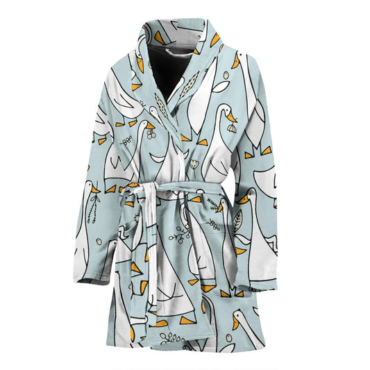 Goose Pattern Print Design 03 Women Bathrobe