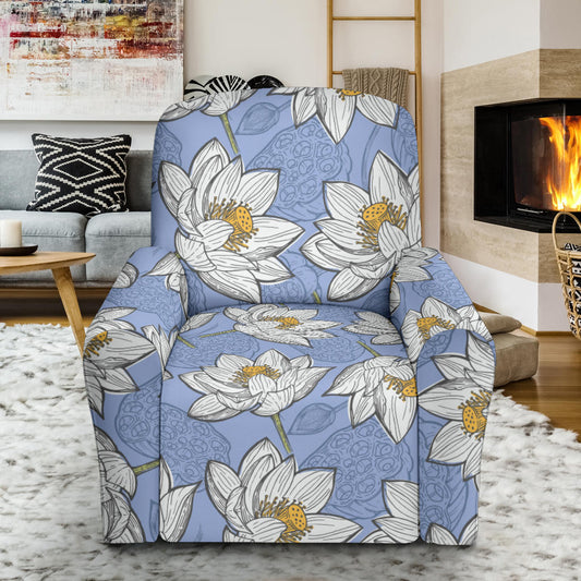 Lotus Pattern Print Design 04 Recliner Slipcover with Pocket