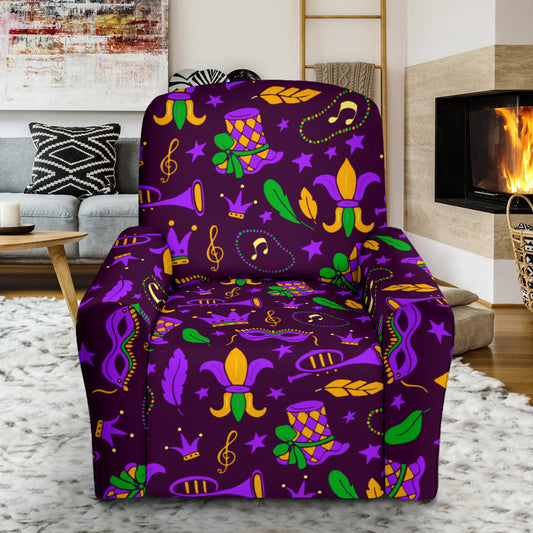 Mardi Gras Pattern Print Design 08 Recliner Slipcover with Pocket