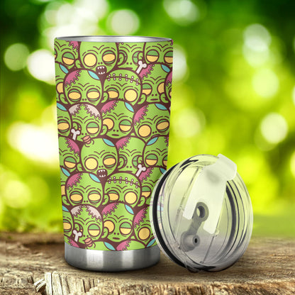 Zombie Head Design Pattern Print Tumbler