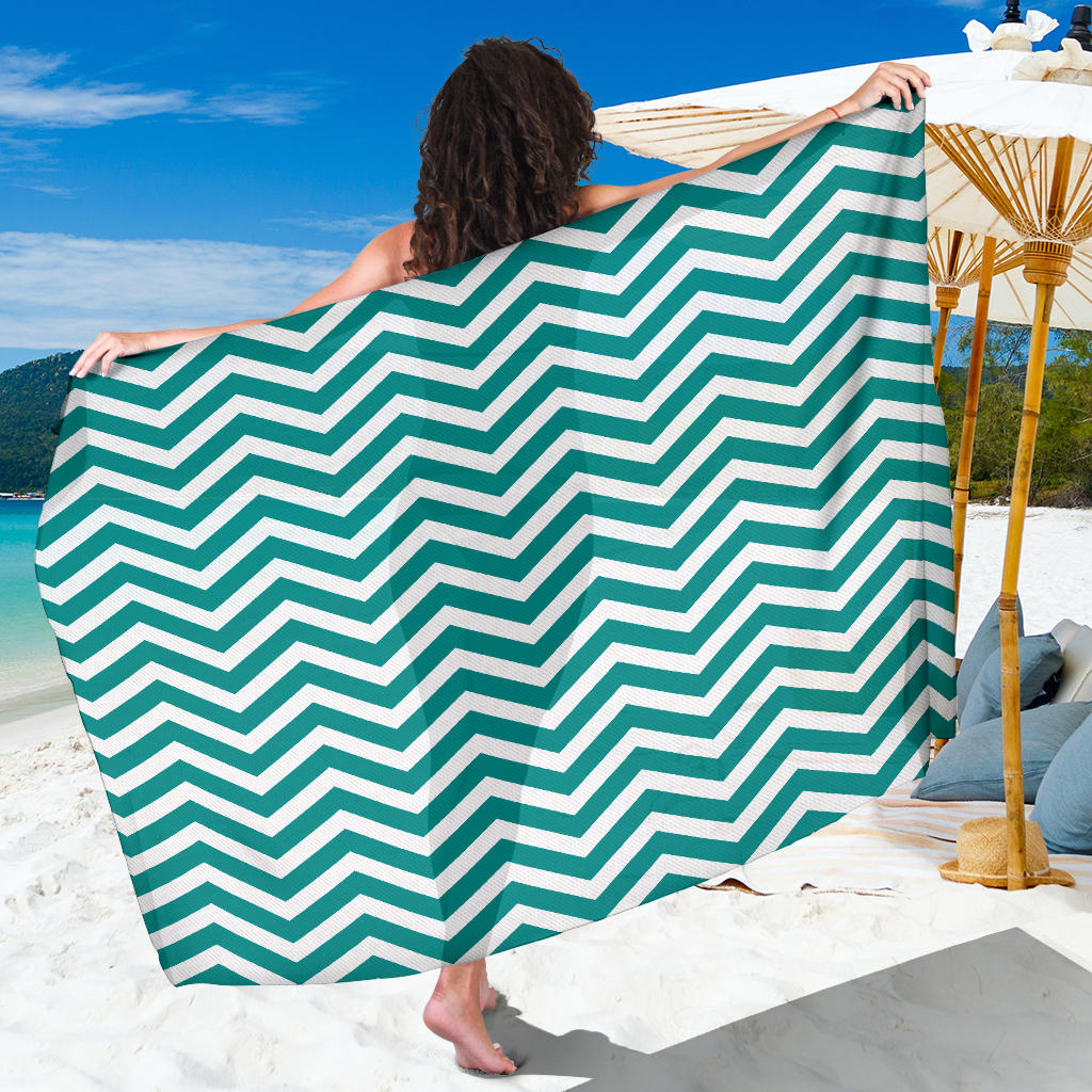 Chevron Teal Pattern Print Design 02 Sarong Pareo Wrap