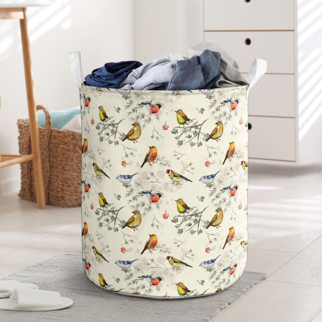 Bird Watercolor Design Pattern Laundry Basket