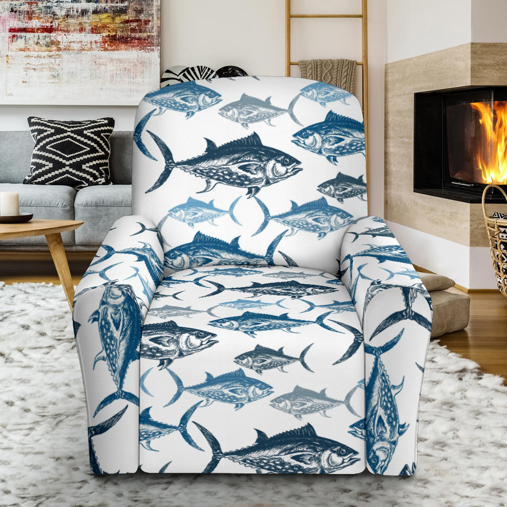 Tuna Fish Print Design LKS303 Recliner Slipcover with Pocket