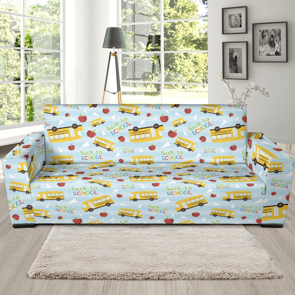 School Bus Back To School Print Design LKS303 Sofa Slipcover