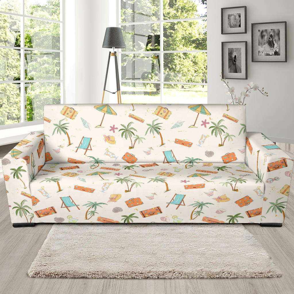 Beach Themed Pattern Print Design 05 Sofa Slipcover