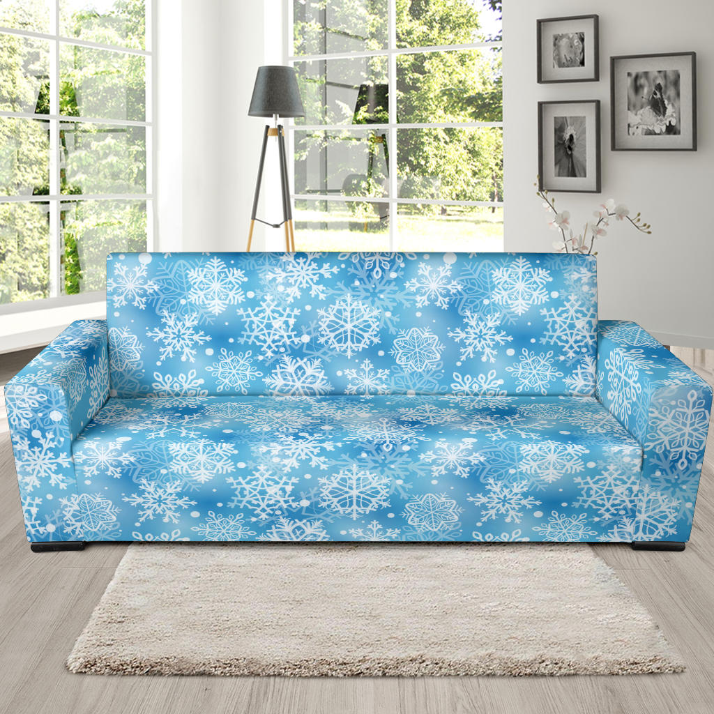 Snowflake Blue Print Design LKS301 Sofa Slipcover