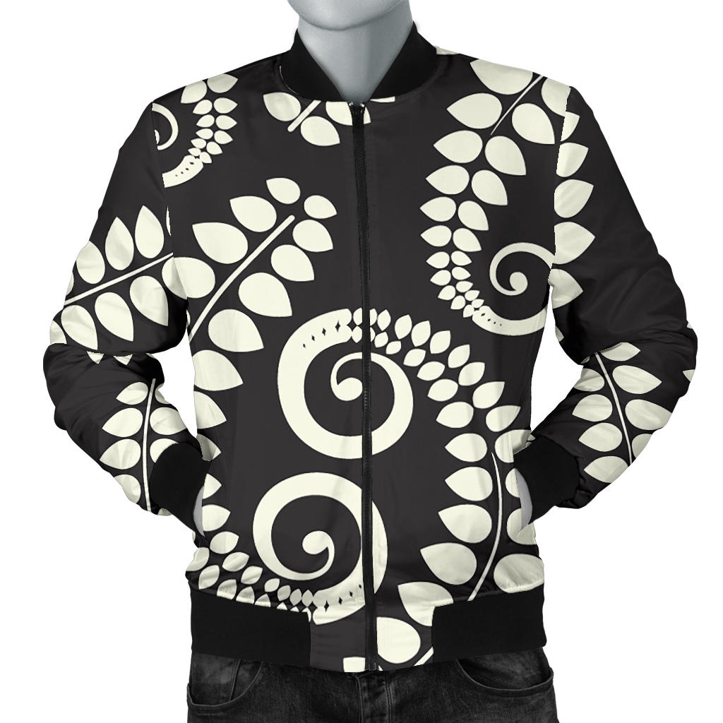 Fern Leave Print Pattern Men Bomber Jacket