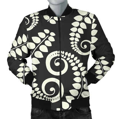 Fern Leave Print Pattern Men Bomber Jacket