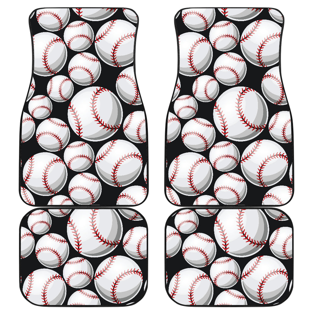 Baseball Black Background Car Floor Mats Front Back