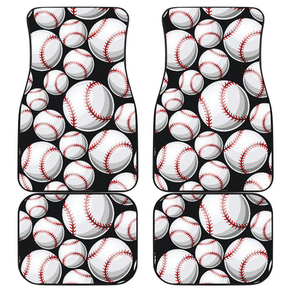 Baseball Black Background Car Floor Mats Front Back
