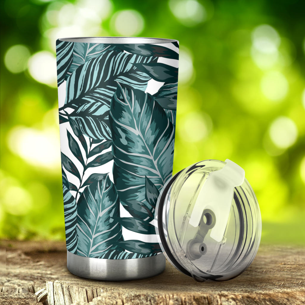 Tropical Palm Leaves Pattern Tumbler