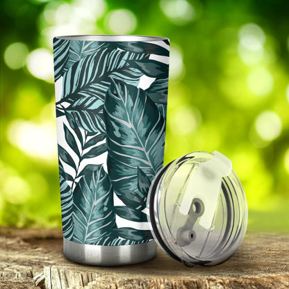 Tropical Palm Leaves Pattern Tumbler
