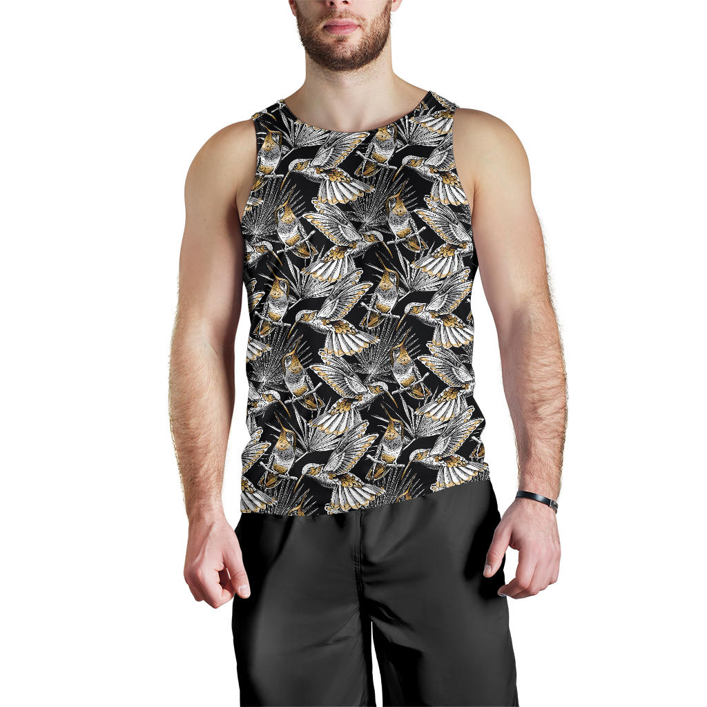 Hummingbird Gold Design Themed Print Men Tank Top