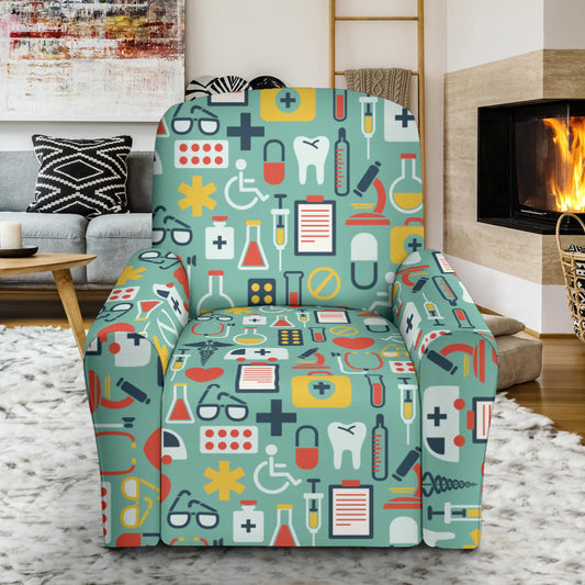 Medical Pattern Print Design 02 Recliner Slipcover with Pocket