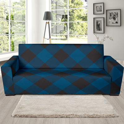 Plaid Blue Pattern Print Design A04 Sofa Slipcover