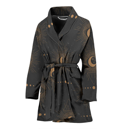 Moon Boho Pattern Print Design 02 Women Bathrobe