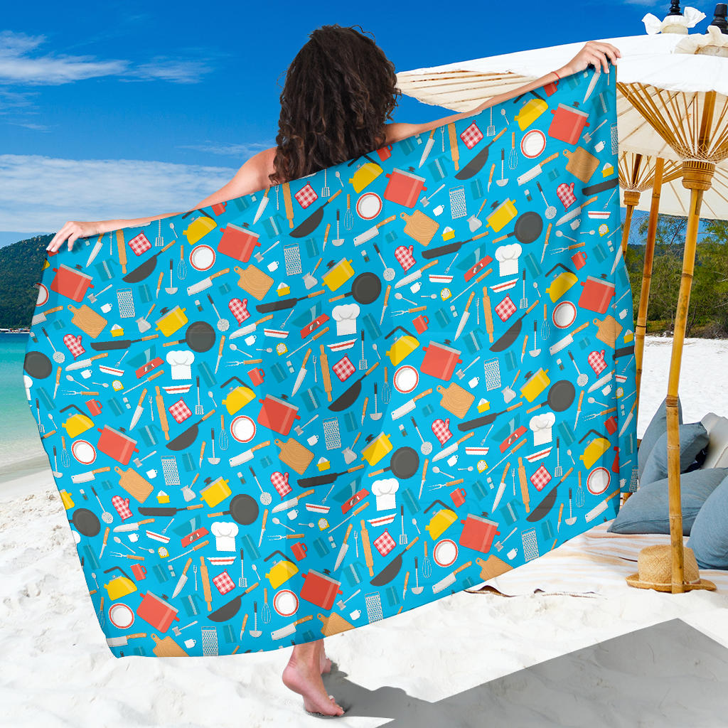 Cooking Kitchen Tools Pattern Print Design 03 Sarong Pareo Wrap