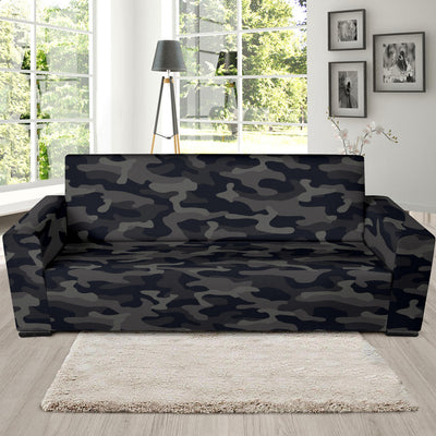 Camo Black Pattern Print Design 02 Sofa Slipcover