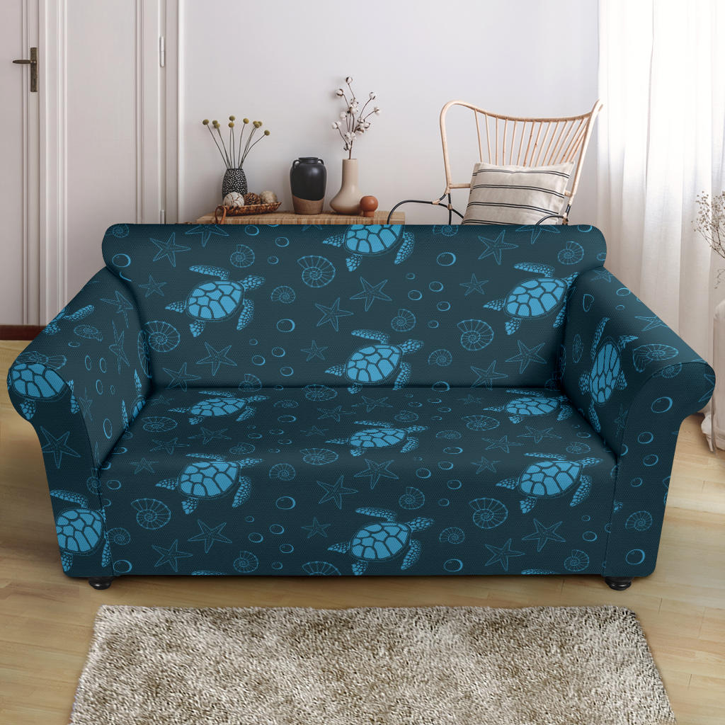 Sea Turtle Print Design LKS308 Loveseat Couch Slipcover