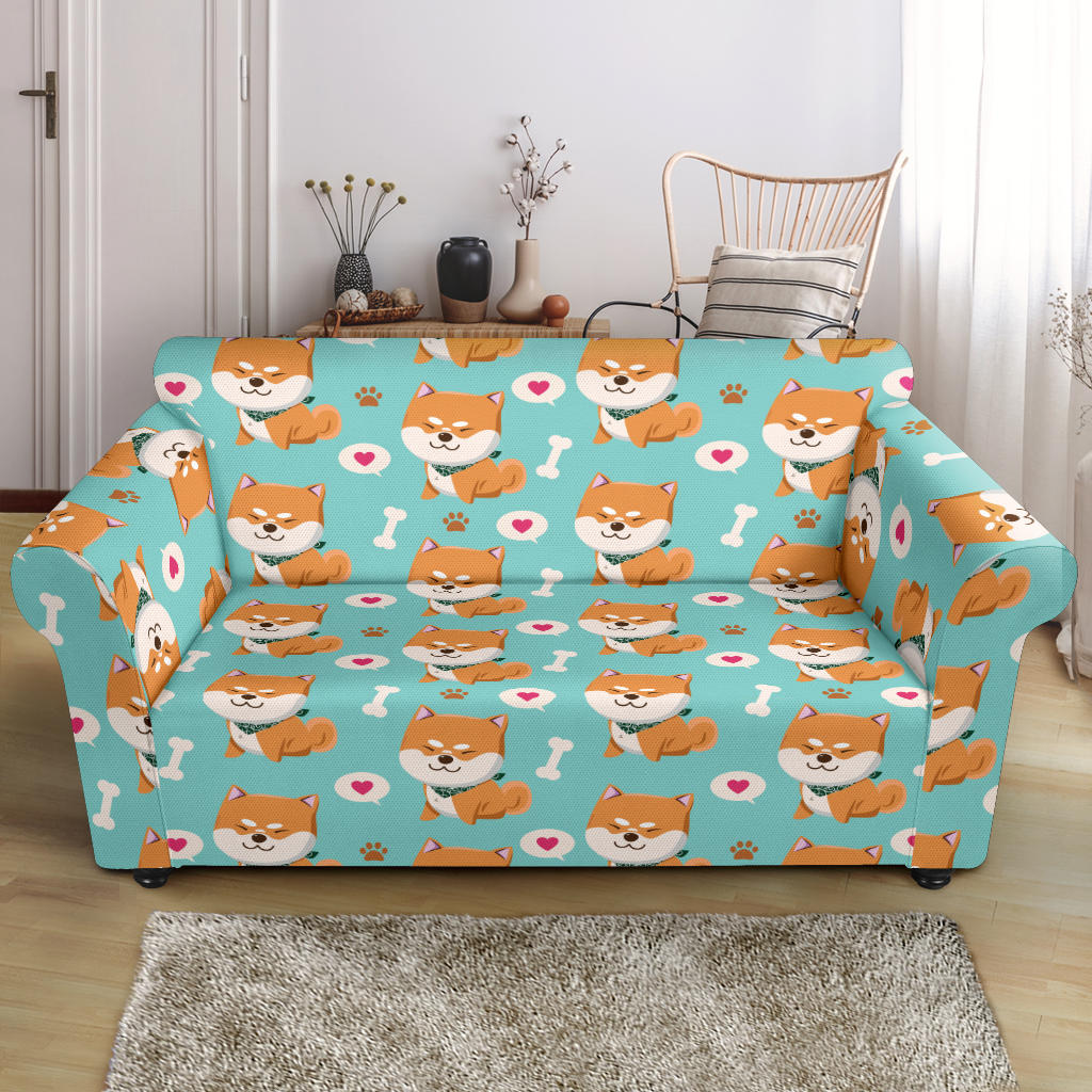 Shiba Inu Print Design LKS3013 Loveseat Couch Slipcover