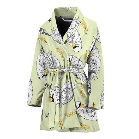 Parakeet Pattern Print Design A03 Women Bathrobe