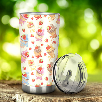 Cupcakes Strawberry Cherry Print Tumbler