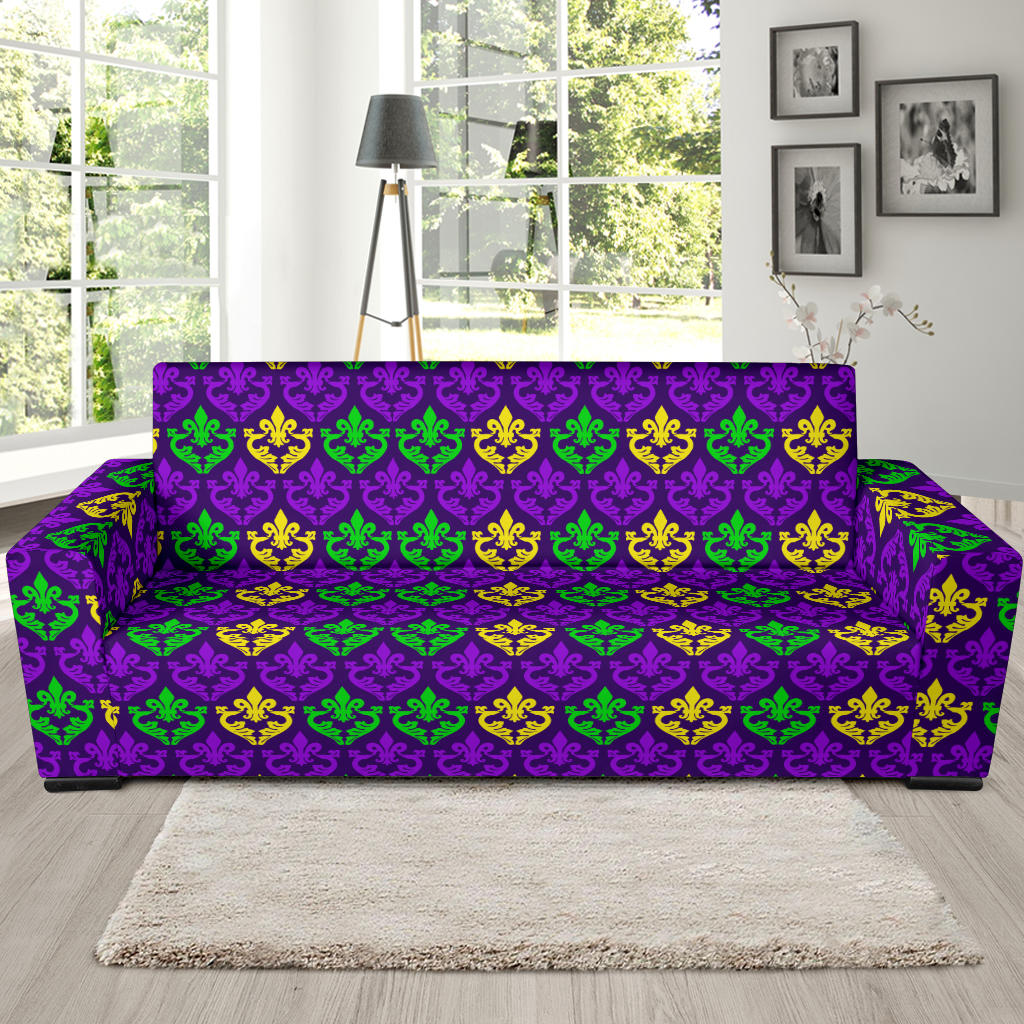 Mardi Gras Pattern Print Design 02 Sofa Slipcover