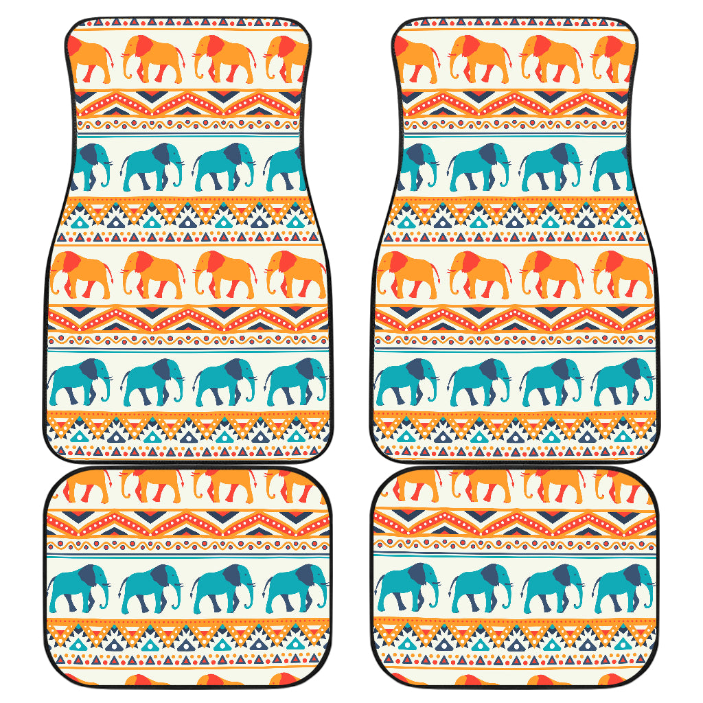 Elephant Aztec Ethnic Print Pattern Car Floor Mats Front Back