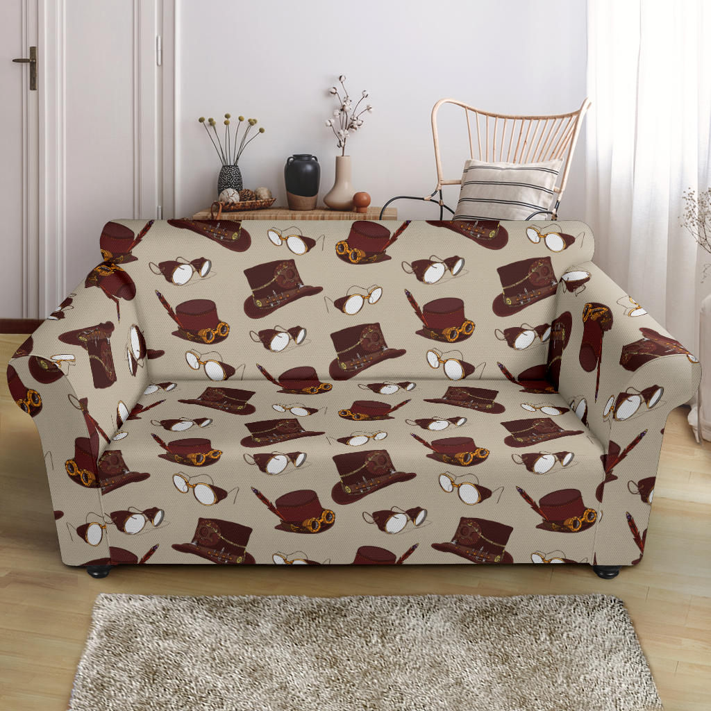 Steampunk Hat Print Design LKS301 Loveseat Couch Slipcover