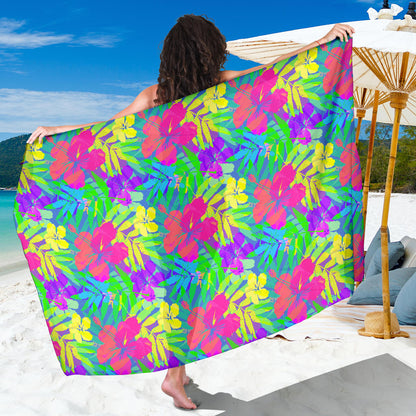 Neon Tropical Pattern Print Design A03 Sarong Pareo Wrap
