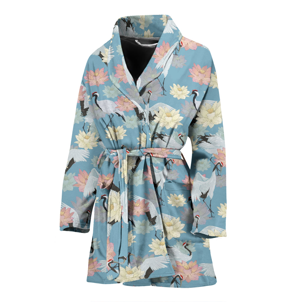 Water Lily Print Design LKS304 Women Bathrobe
