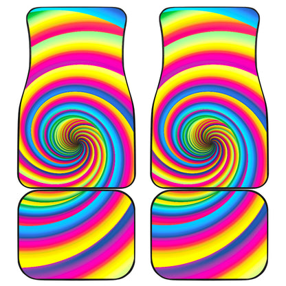 Vortex Twist Swirl Rainbow Design Car Floor Mats Front Back