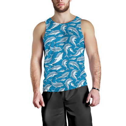 Dolphin Cute Print Pattern Men Tank Top