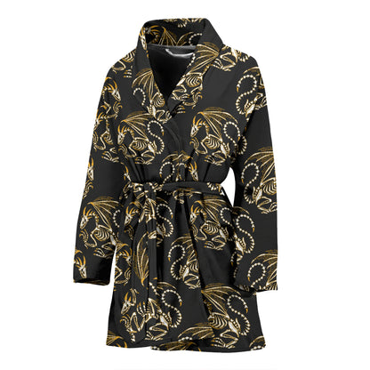 Skeleton Dragon Print Design LKS306 Women Bathrobe