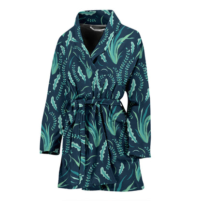 Seaweed Print Design LKS302 Women Bathrobe