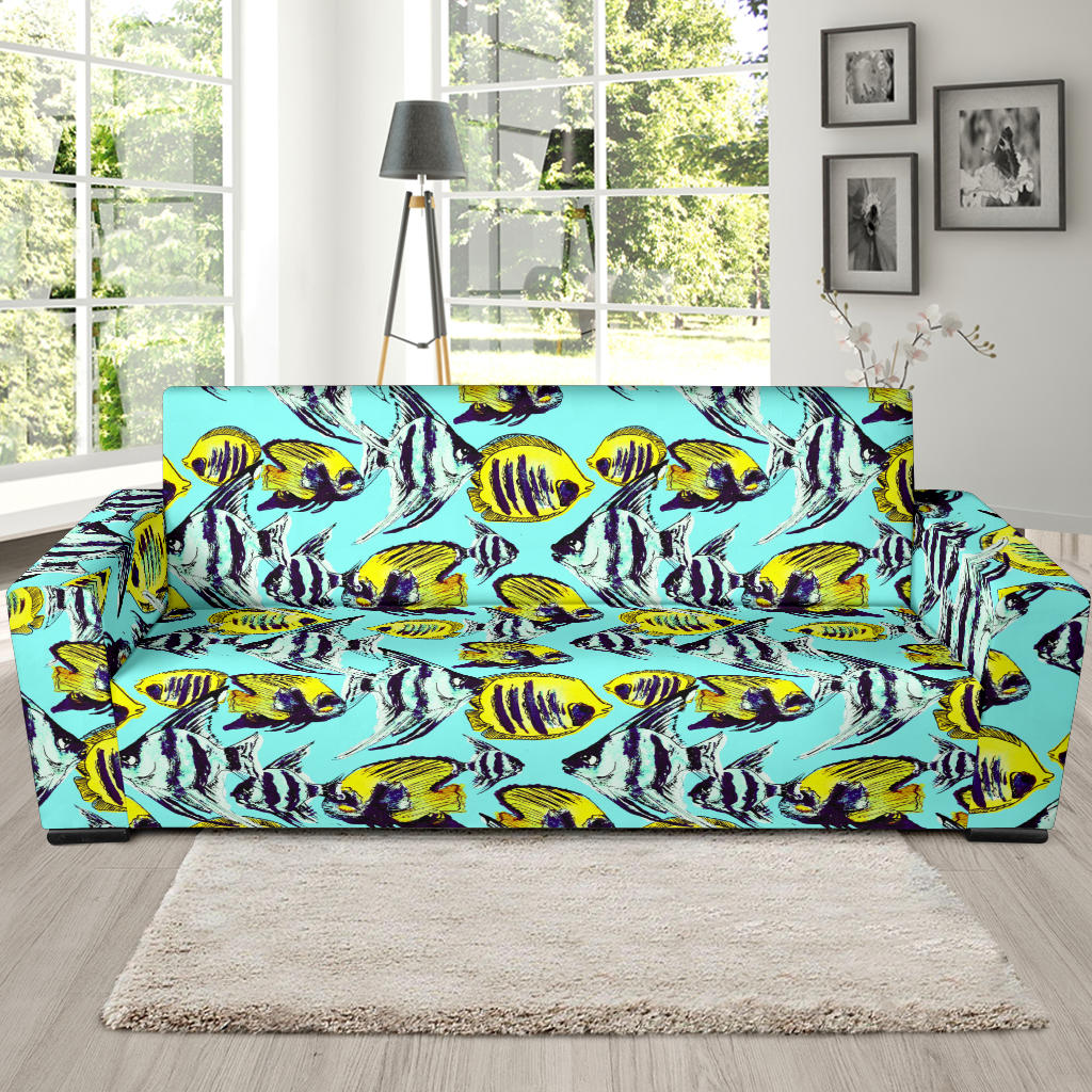 Angelfish Pattern Print Design 02 Sofa Slipcover