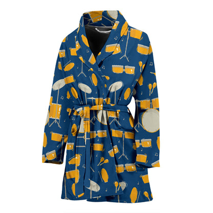 Drum Set Pattern Print Design 03 Women Bathrobe