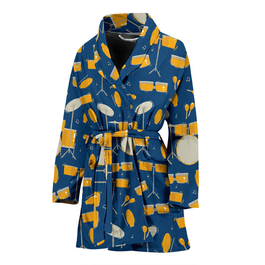 Drum Set Pattern Print Design 03 Women Bathrobe
