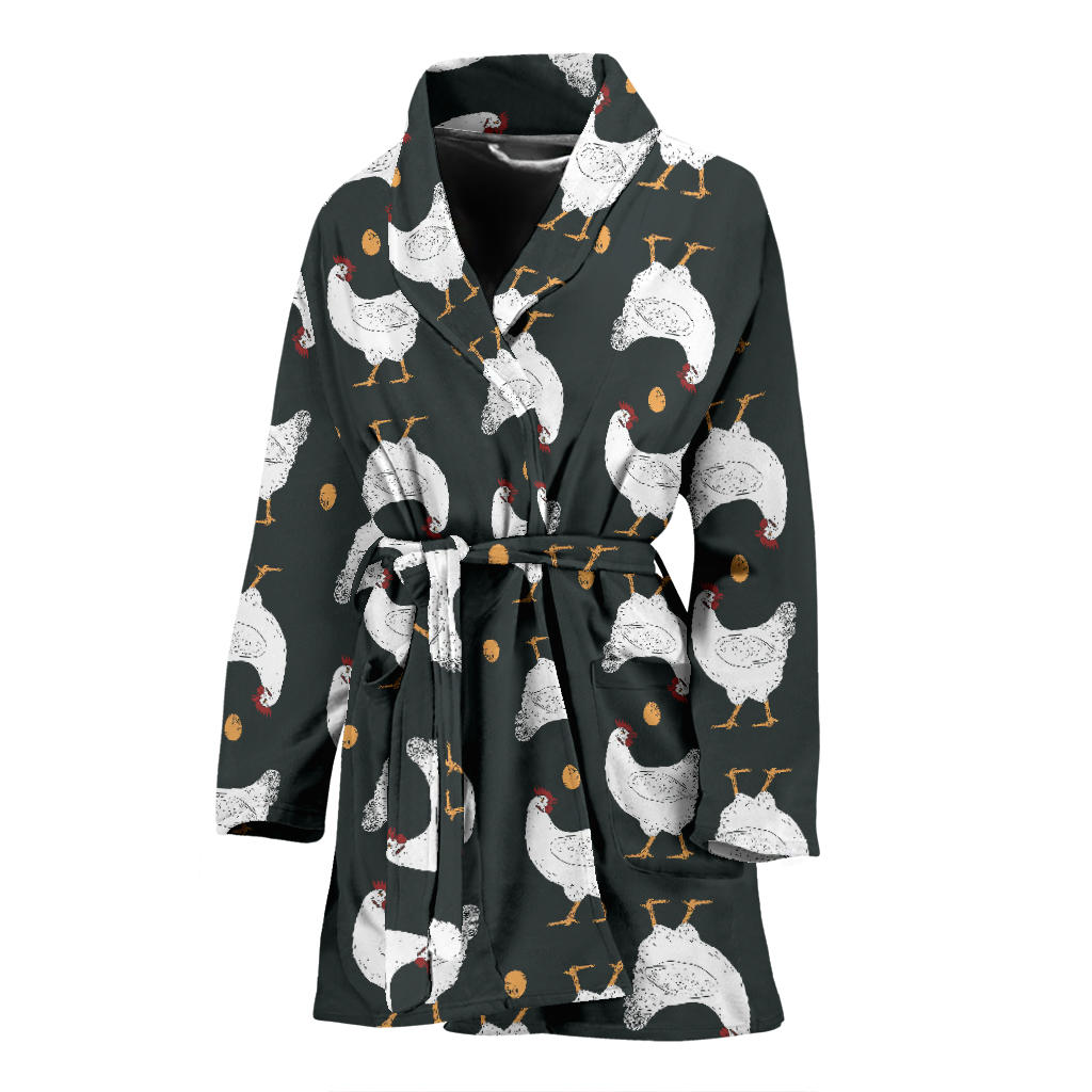 Chicken Pattern Print Design 06 Women Bathrobe