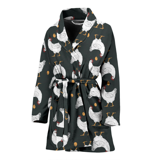 Chicken Pattern Print Design 06 Women Bathrobe