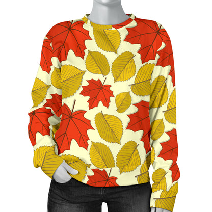 Elm Maple Leave Print Pattern Women Long Sleeve Sweatshirt