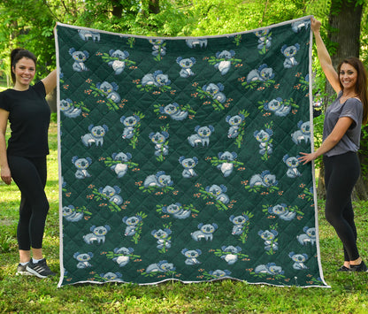 Koala Blue Design Print Quilt Bedspread